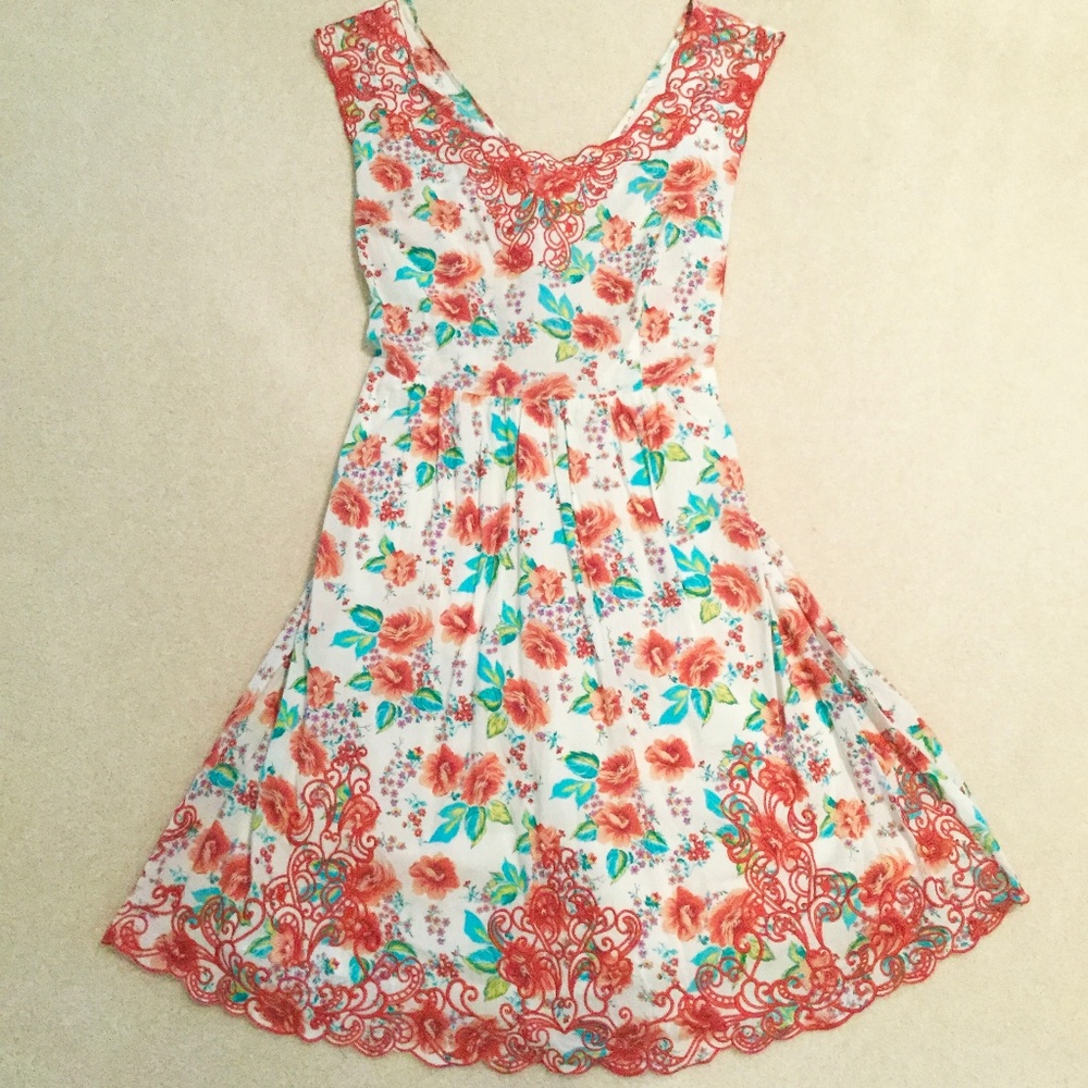 Flying Tomato Floral Tie Back Senorita Dress